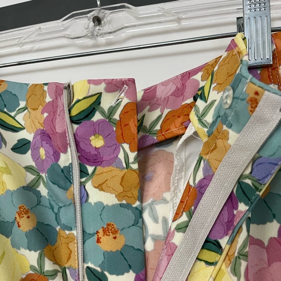 NEW Zara Floral Wide Leg High Waist Pant SMALL Pink Yellow Blue - Picture 11 of 13